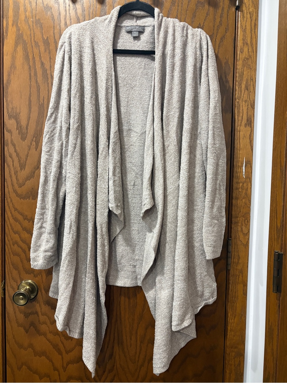 Barefoot Dreams Cozy Open-Front Draped Waterfall Sweater Cardigan - Beige 3X